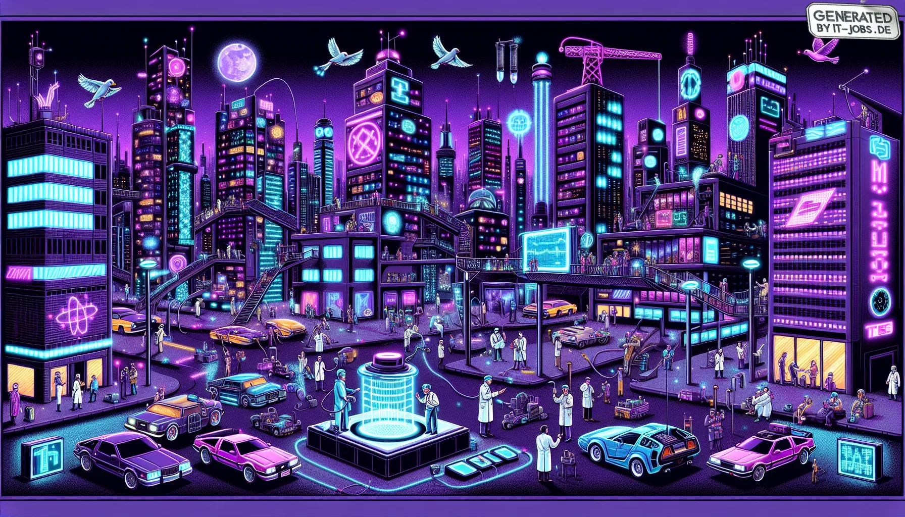 In the edgy, animated visualization of this paragraph, you find yourself immersed in a dark purple landscape, peppered with a cornucopia of pop-culture references and humorous IT easter eggs.
**Background and Overall Atmosphere**: The overall theme is a