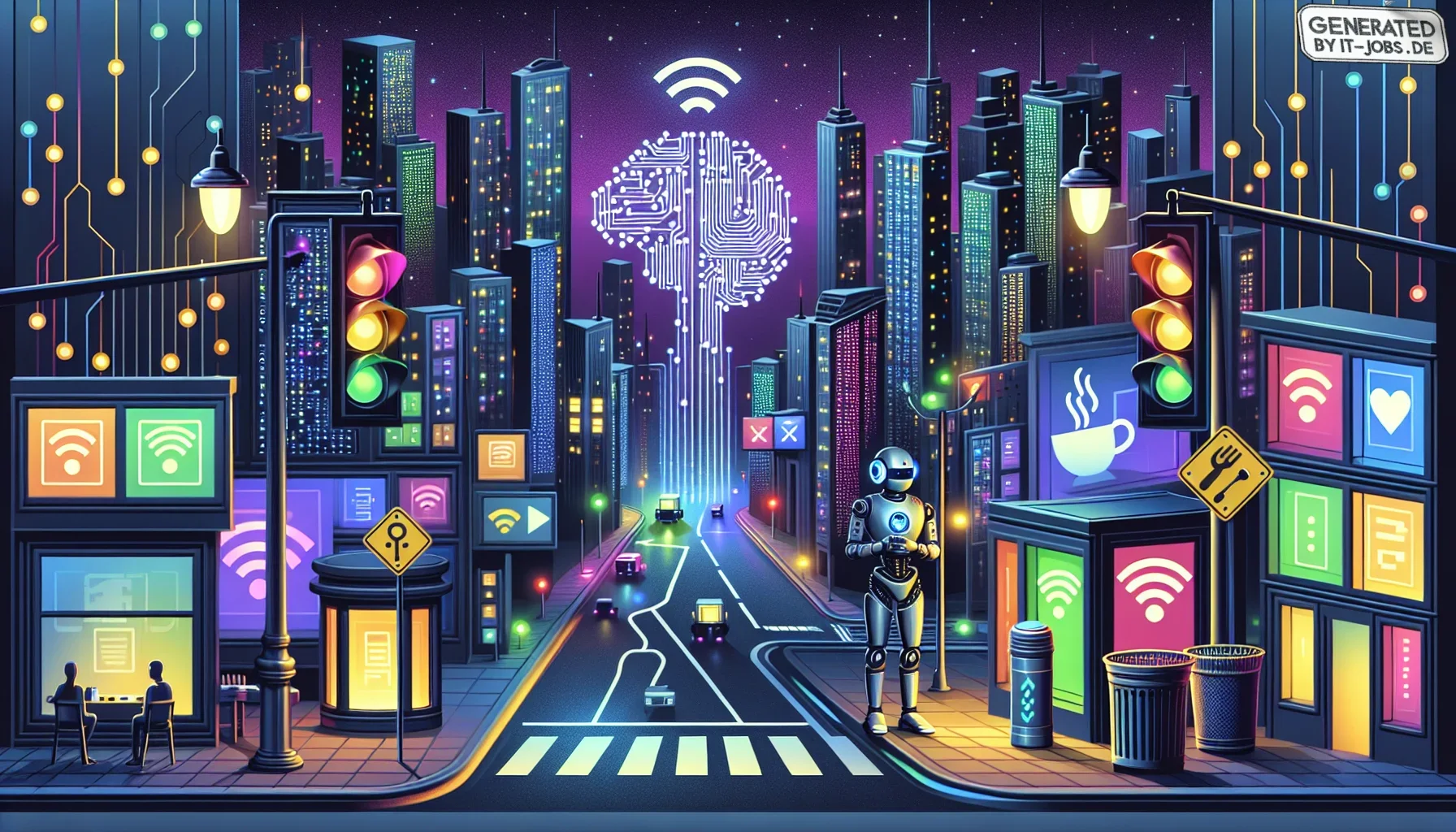 The visualization of the paragraph starts with a dark purple backdrop, creating an ambiance akin to a futuristic night sky; an edgy, almost electric atmosphere prevails. At the center, towering digital skyscrapers constructed from circuit board patterns e